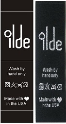 Metallic silver clothing labels